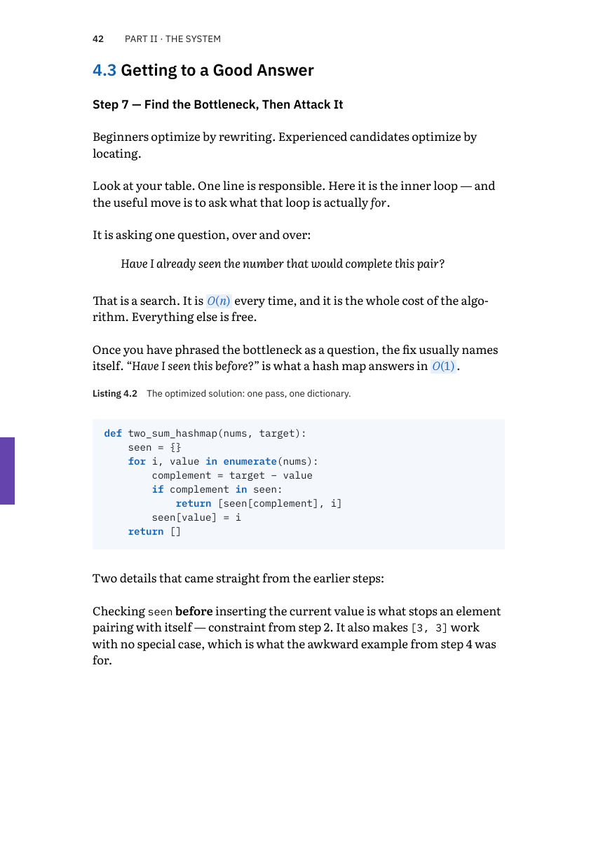 A page with a tested code listing on the baseline grid